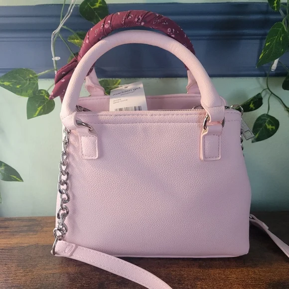 Madden Girl Pink Satchel Handbag Scarf Detail Faux Leather NWT Womens - Picture 2 of 8